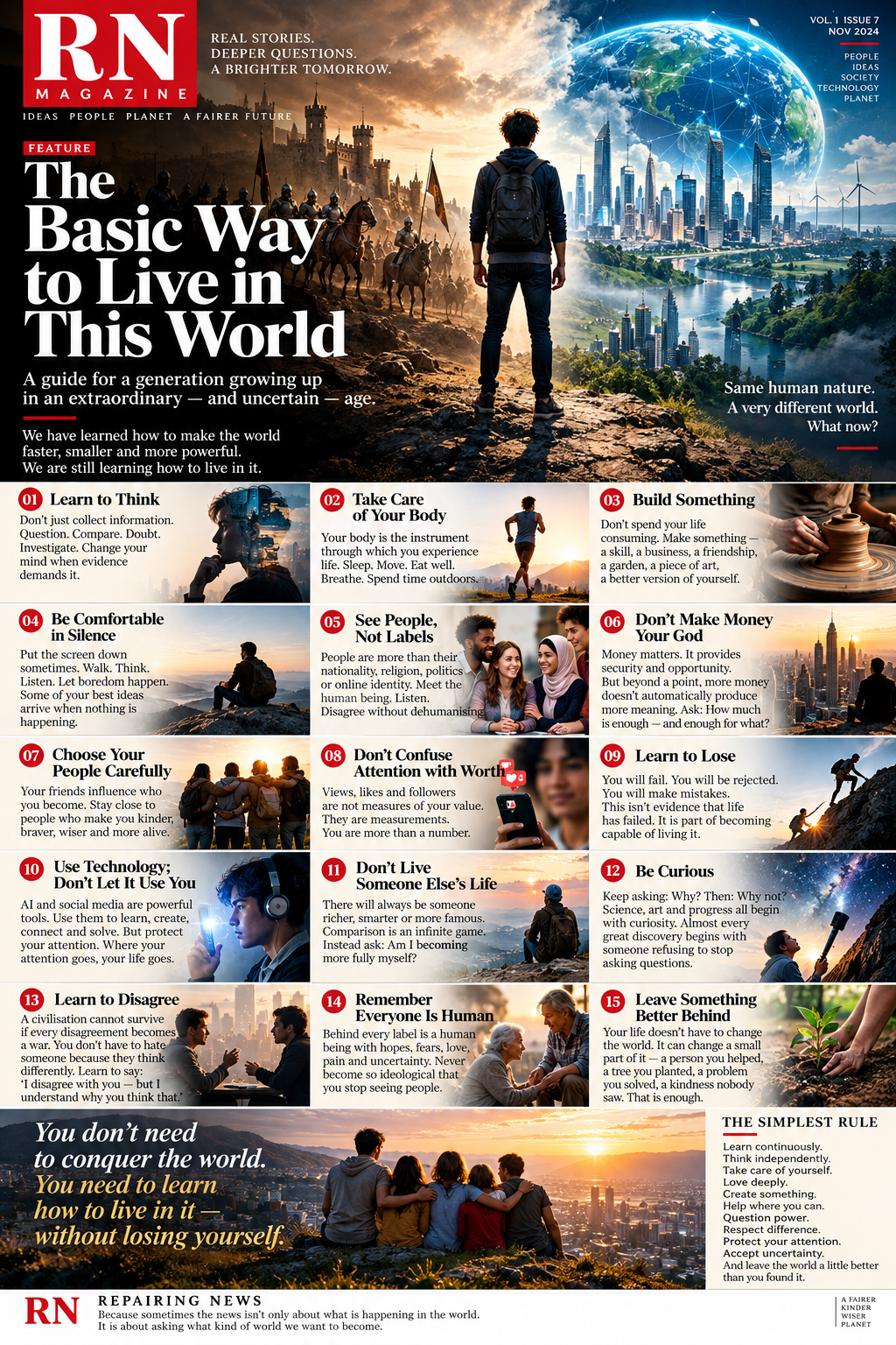 RN Magazine cover — Real Stories. Deeper Questions. A Brighter Tomorrow.